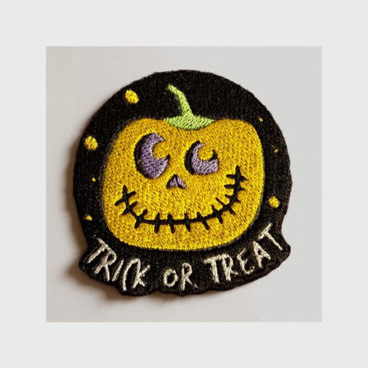 Spooky Cute Jack-O'-Lantern "Trick or Treat" Embroidered Patch