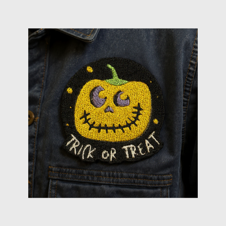 Spooky Cute Jack-O'-Lantern "Trick or Treat" Embroidered Patch